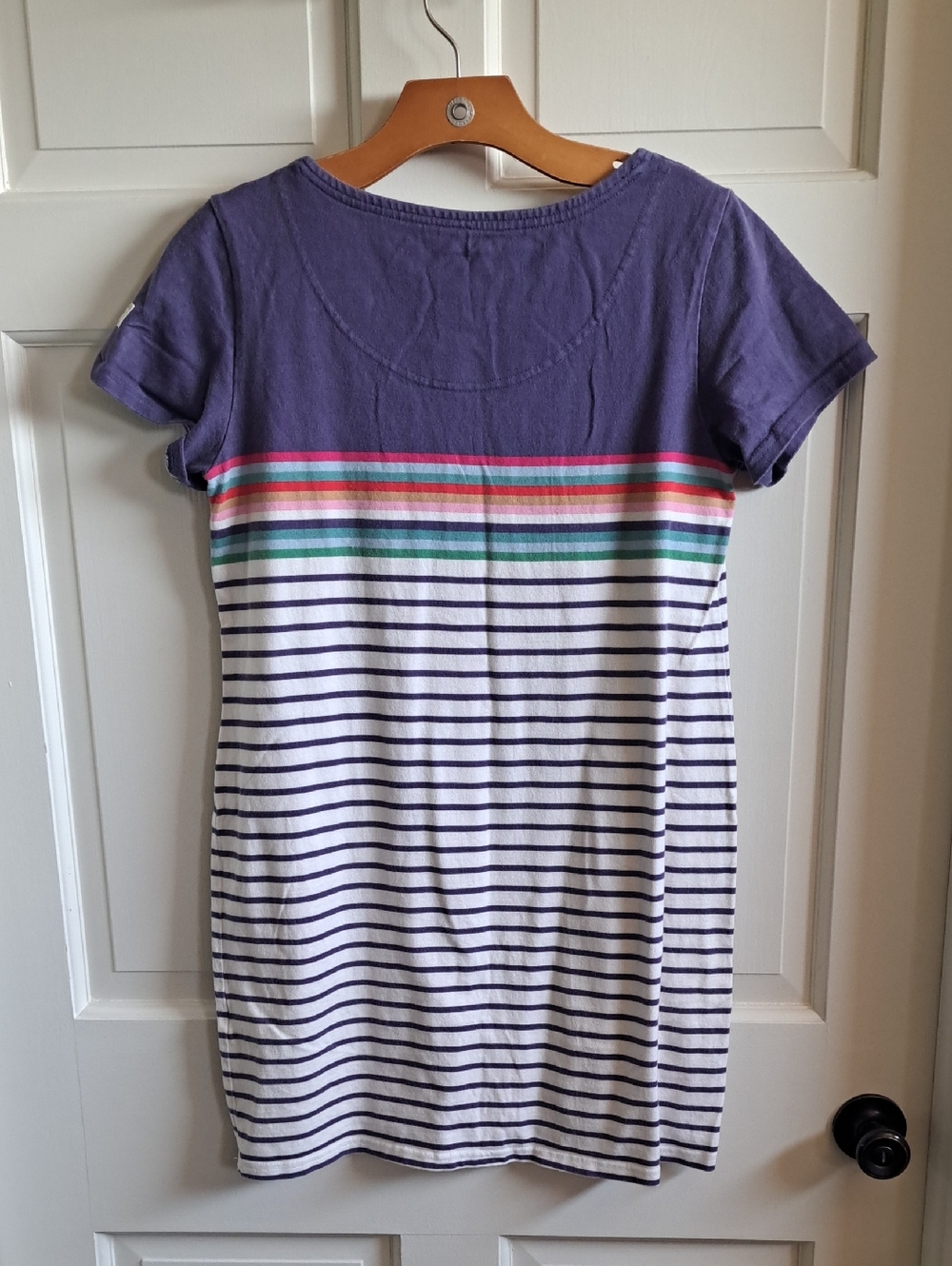 Joules Riviera Rainbow Stripe Cotton Shift T-Shirt Dress Nautical Comfy Causal - Picture 5 of 12